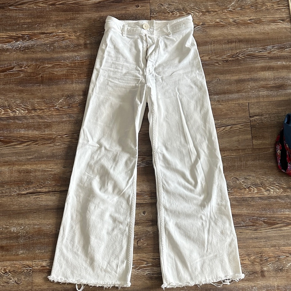 Zara Cream Wide-Leg Women Jeans